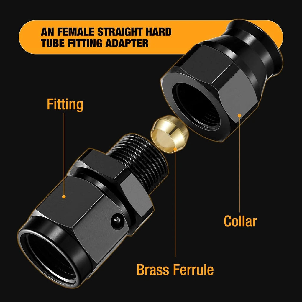 2Pcs 6AN Female to 5/16" Hardline Compression Fitting Adapter for Universal