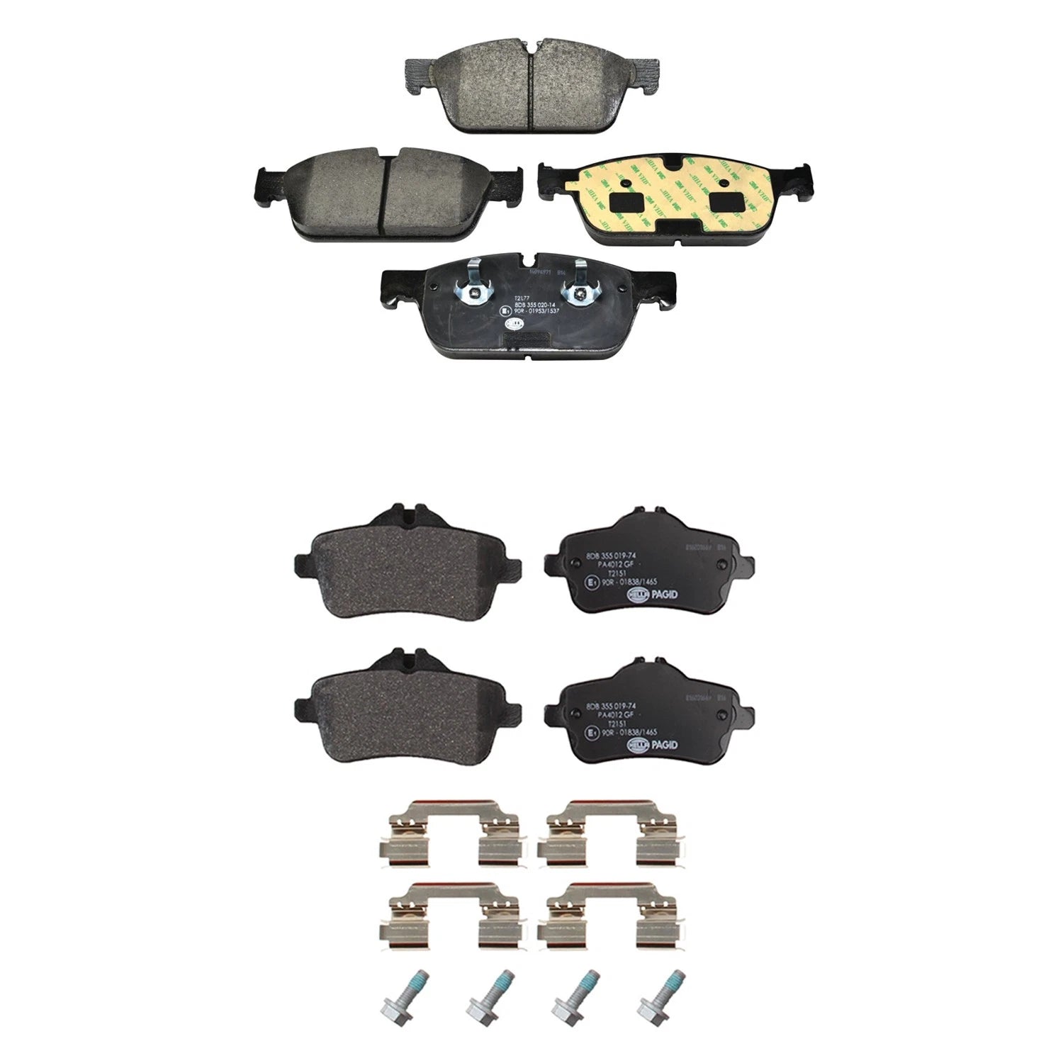 Set of 4 Hella Low-Met Disc Brake Pads for Mercedes X166 GL450 GL550 GLE450 GLS550 (2013–2019)