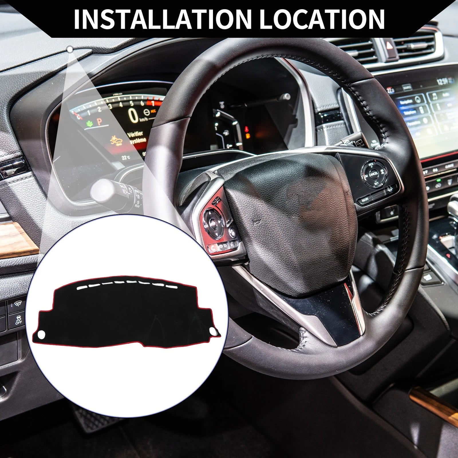 Dashboard Cover Mat for Honda Vezel RU1/2/3/4 (2013–2020) Black Red Set