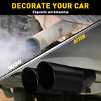 Dual Exhaust Pipe Tail Tip for Car (Stainless Steel, Black Round)