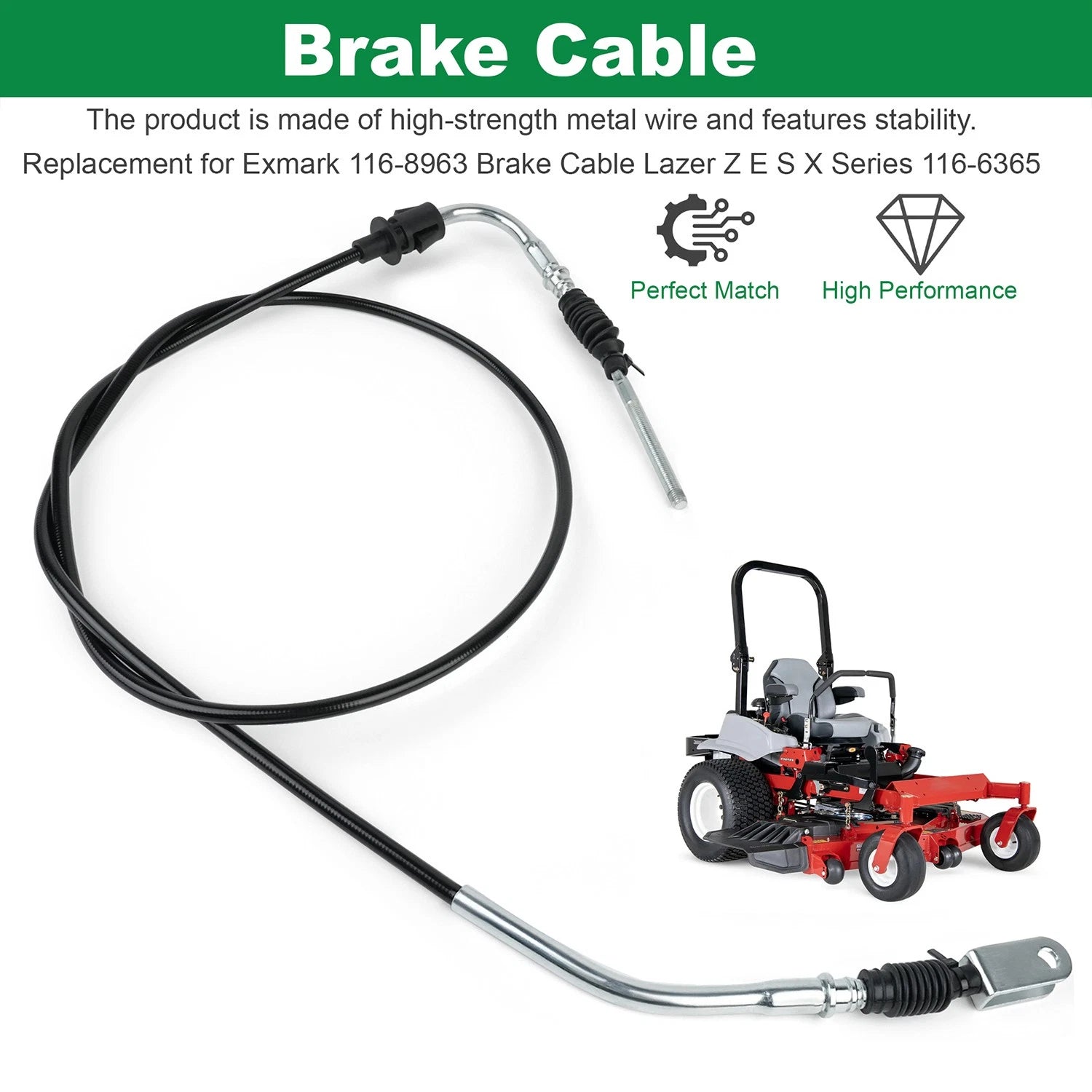Brake Cable for Exmark Lazer Z E-Series, S-Series, X-Series (116-6365, 116-8963)