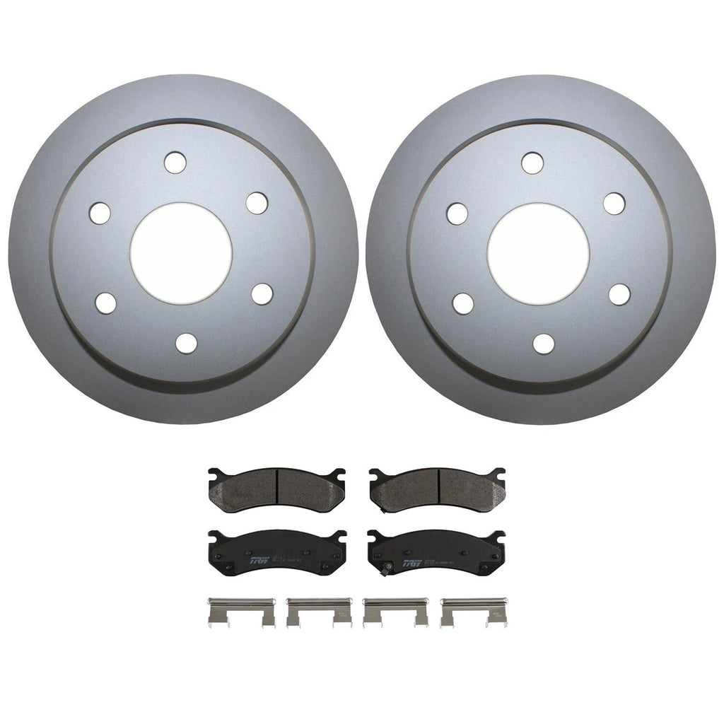 Rear Brake Kit 325mm Coated Disc Rotors & TRW Pro Metallic Pads for Chevrolet GMC