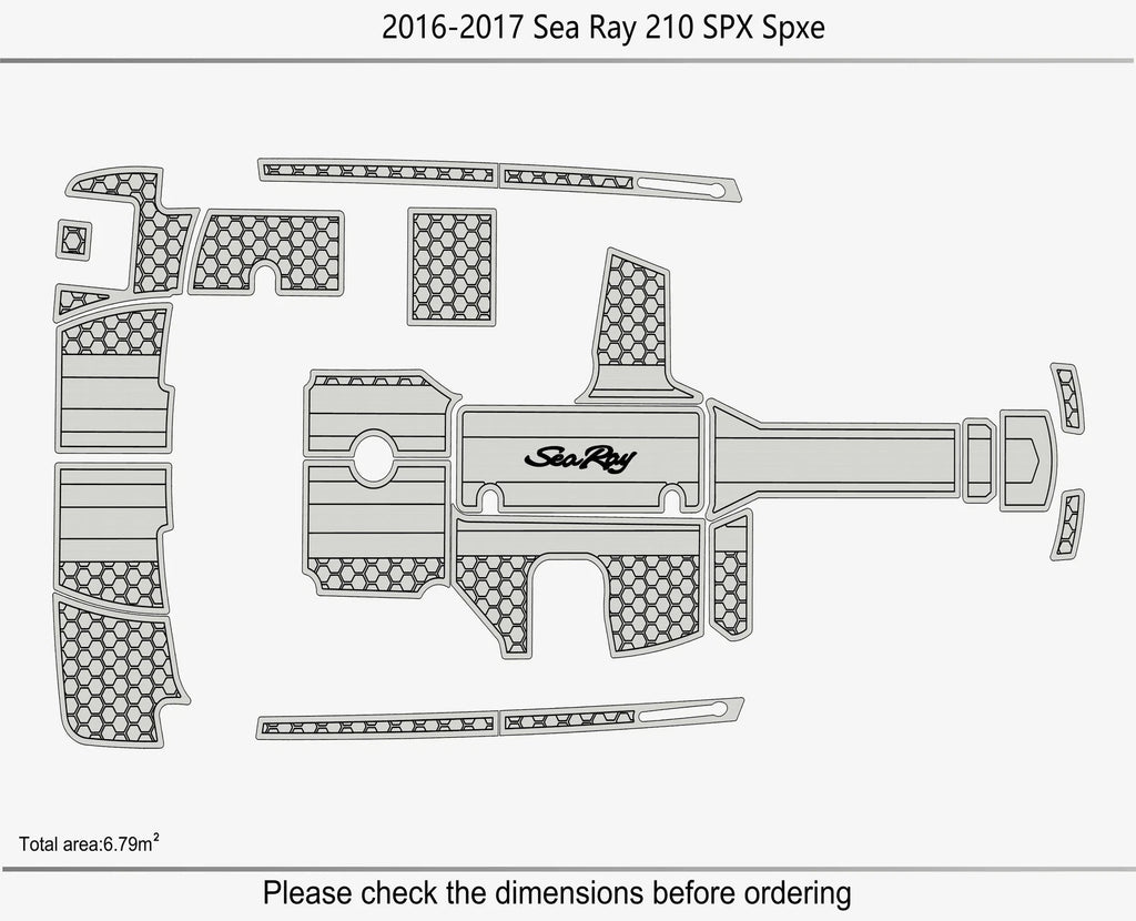 EVA Pad for Sea Ray 210 SPX SPXE (2017) - Teak Deck Foam Floor Mat