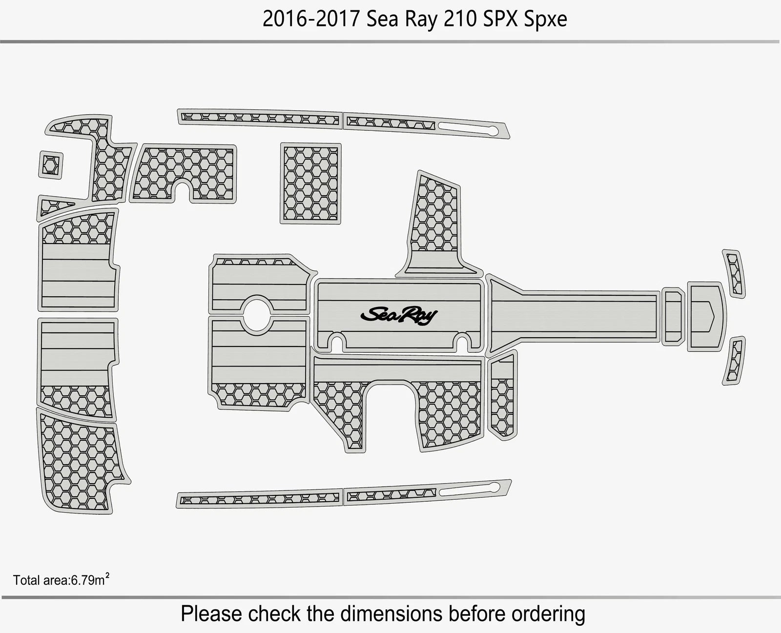 EVA Pad for Sea Ray 210 SPX SPXE (2017) - Teak Deck Foam Floor Mat