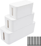 Cable Management Box for Organizing Wires and Power Strips (BK/WT)