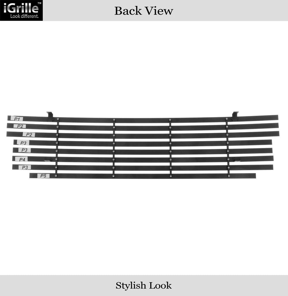 Upper Black Wide Rivet Billet Grille Insert for Ford F-150/Lightning (1999-2003)