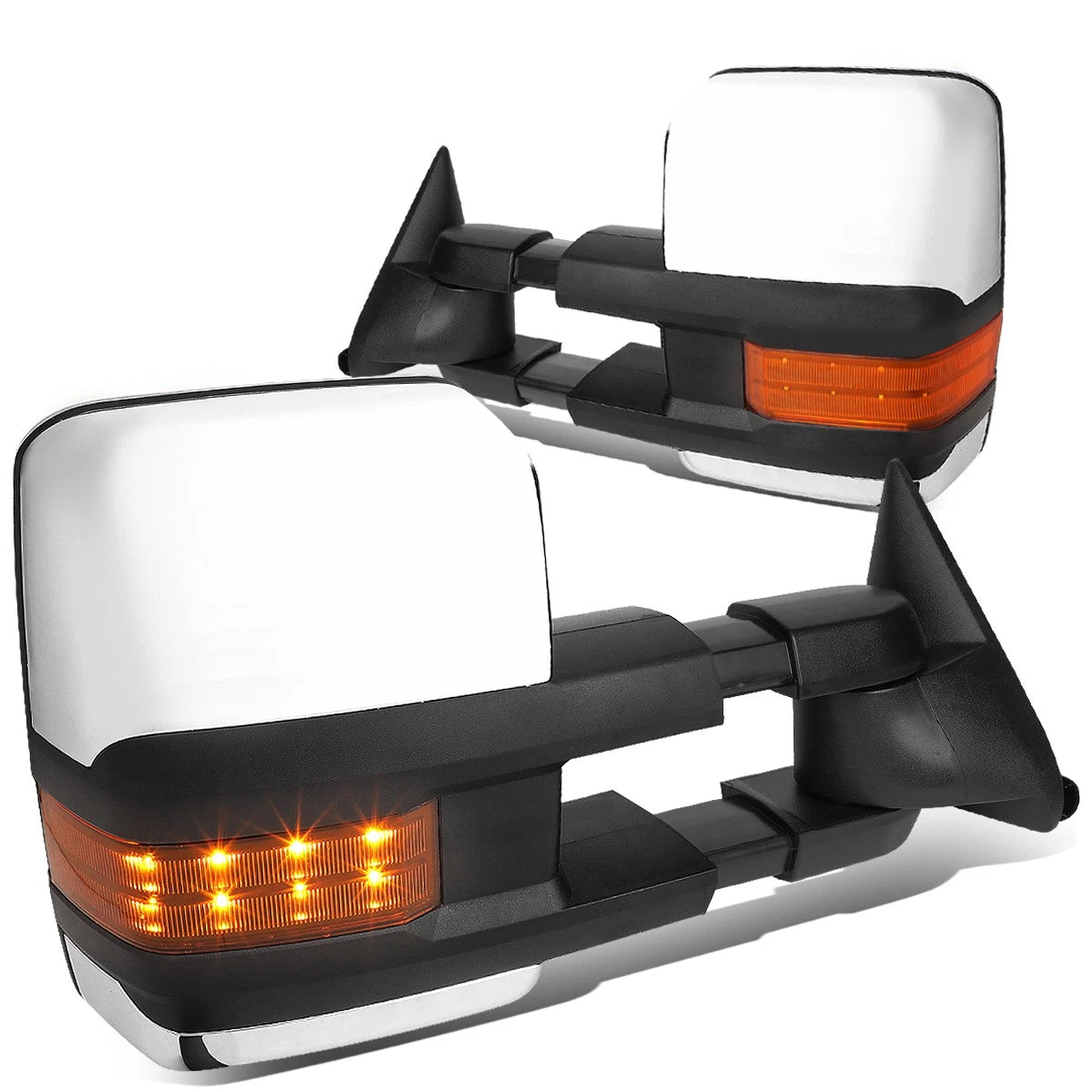 Powered Black Side Tow Mirror for Chevy GMC C/K (1988–2000) + Amber LED Signal