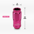 Set of 20 M12X1.25 Pink JDM Open End Cone Wheel Lug Nuts + Spline Locks + Key