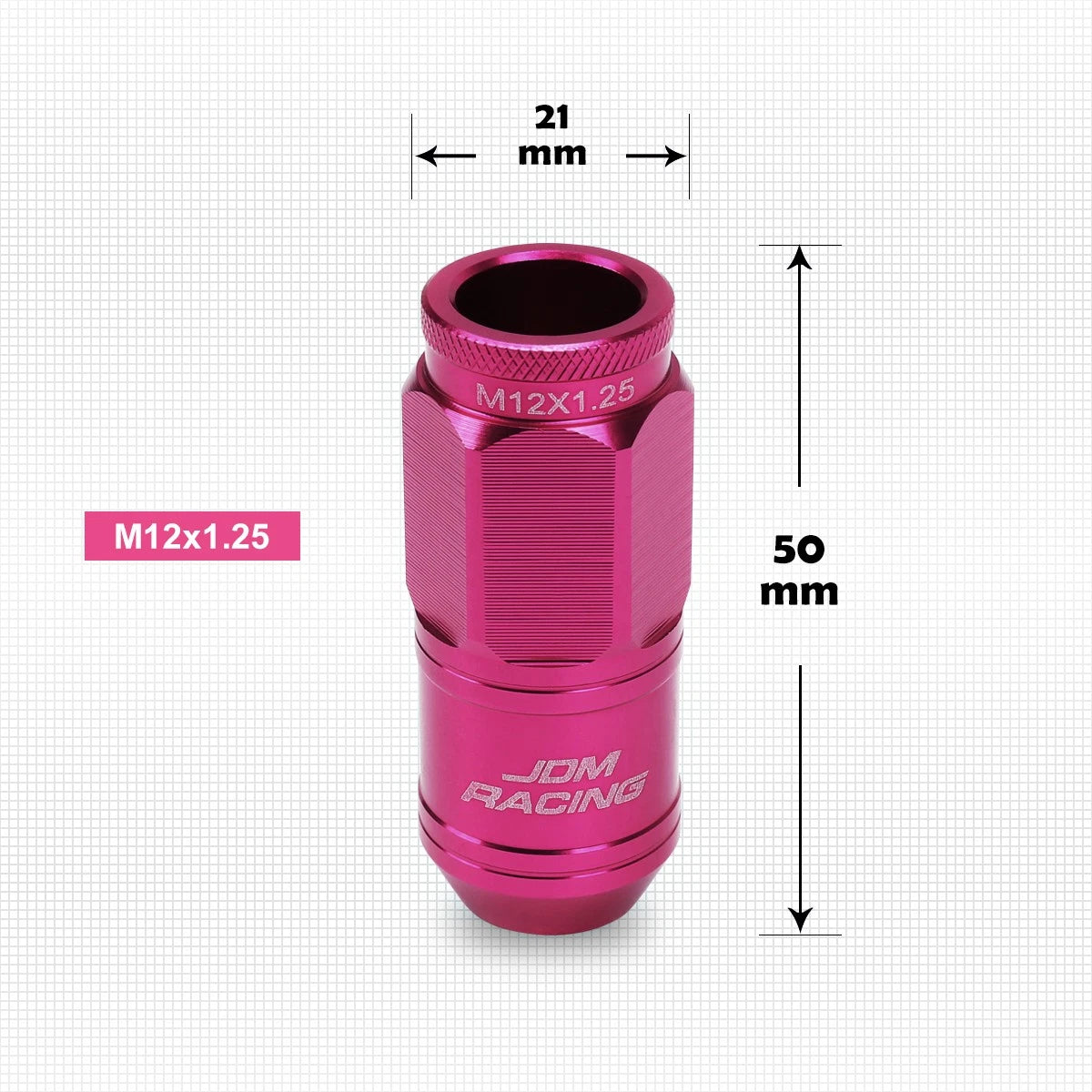 Set of 20 M12X1.25 Pink JDM Open End Cone Wheel Lug Nuts + Spline Locks + Key
