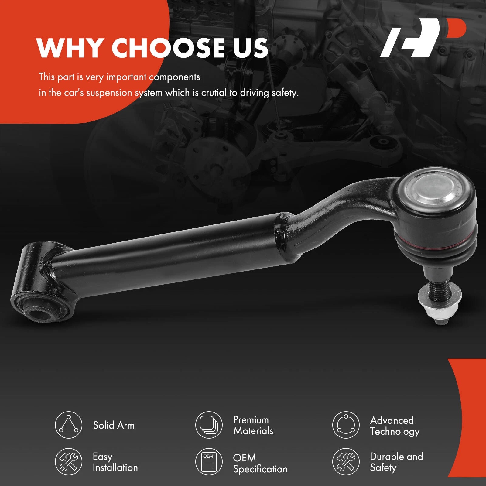 Front Left Lower Rearward Control Arm with Ball Joint for Ford Mustang