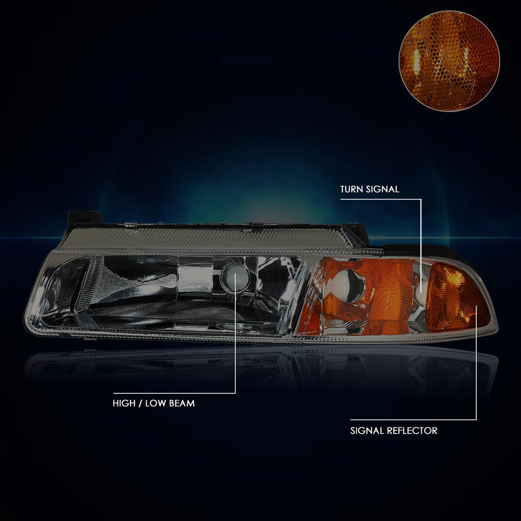 Headlight for Chrysler Cirrus/Dodge Stratus (1995–2000) Smoked Housing Amber Side