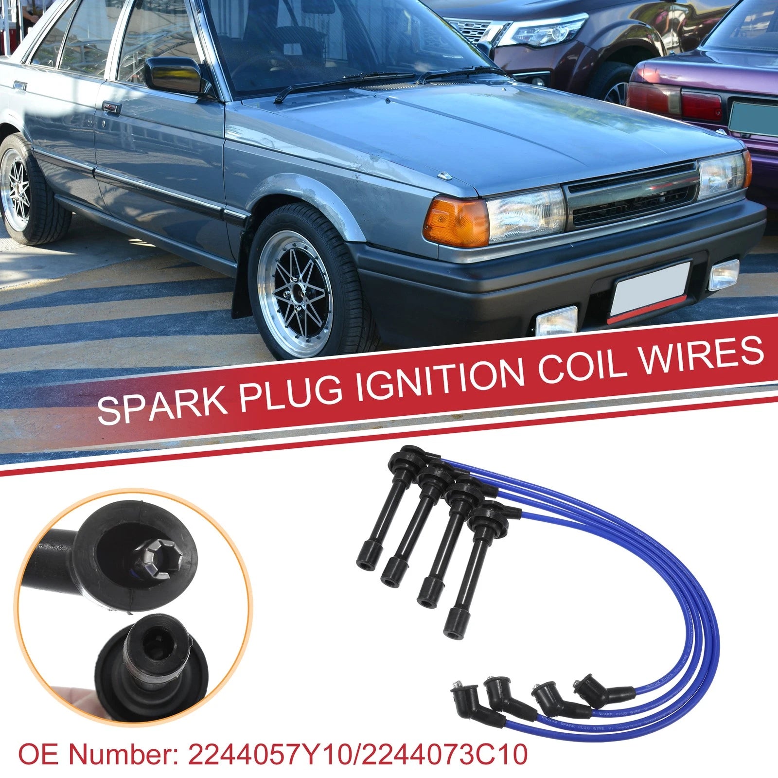Set of 4 Spark Plug Wire Ignition Coil Cables No. 2244057Y10 for Nissan Sentra (1995–1999)