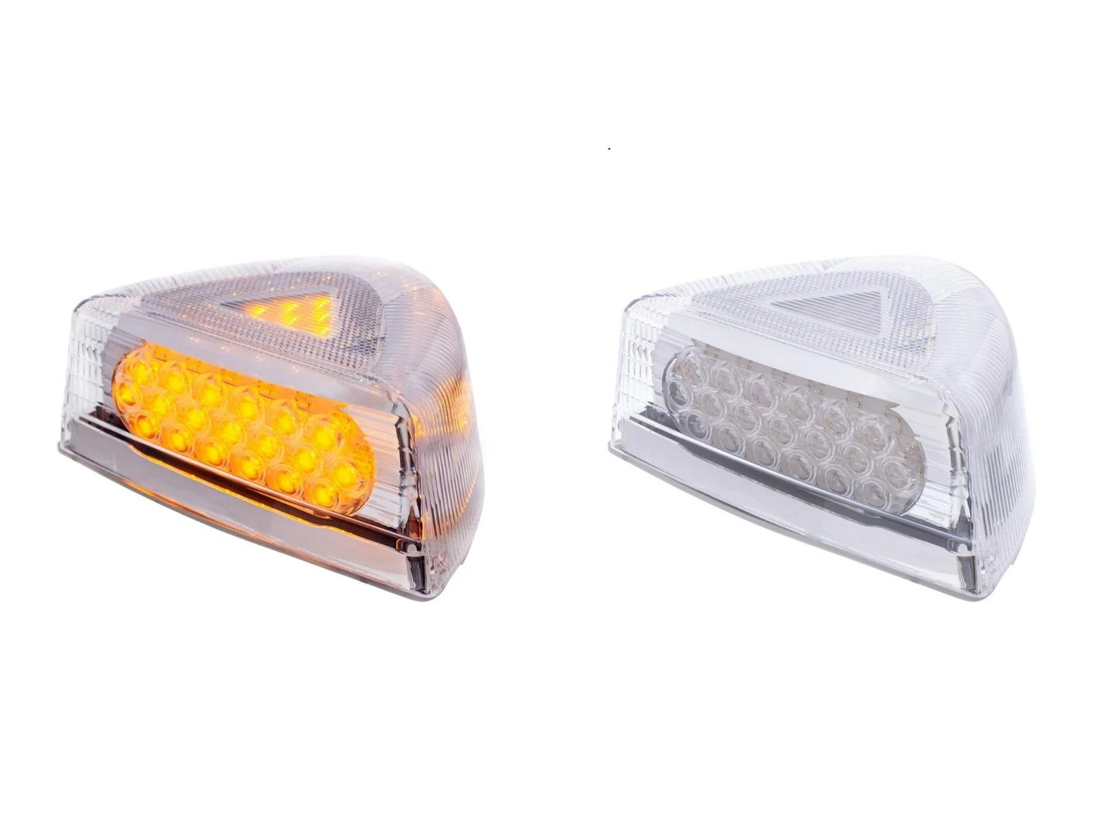 Amber LED Side Turn Signal Pair w Chrome Base Clear Lens for Peterbilt (2005–2019)