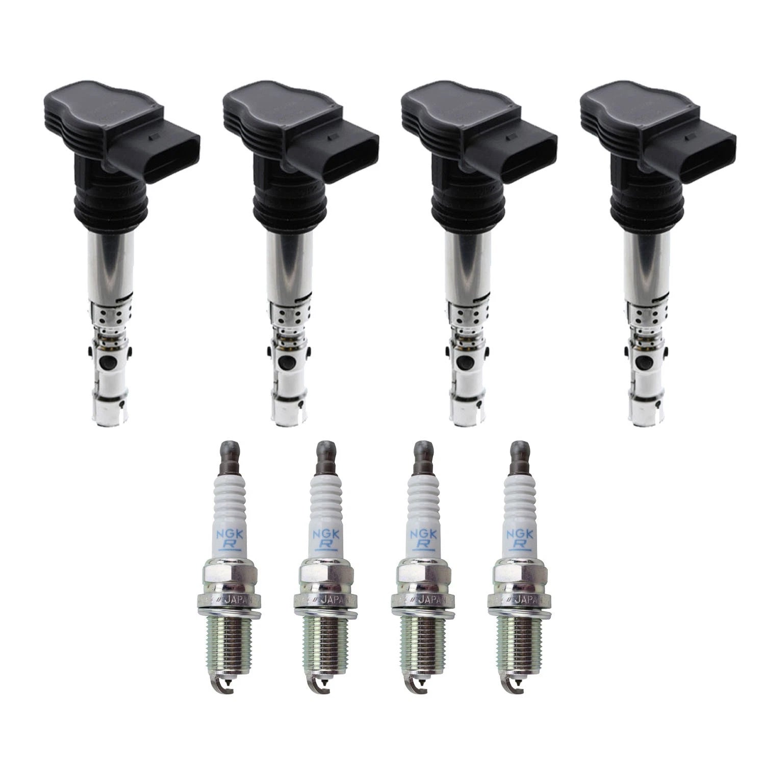 Set of 4 Ignition Coils & NGK Platinum Spark Plugs for Audi Volkswagen 1.8L