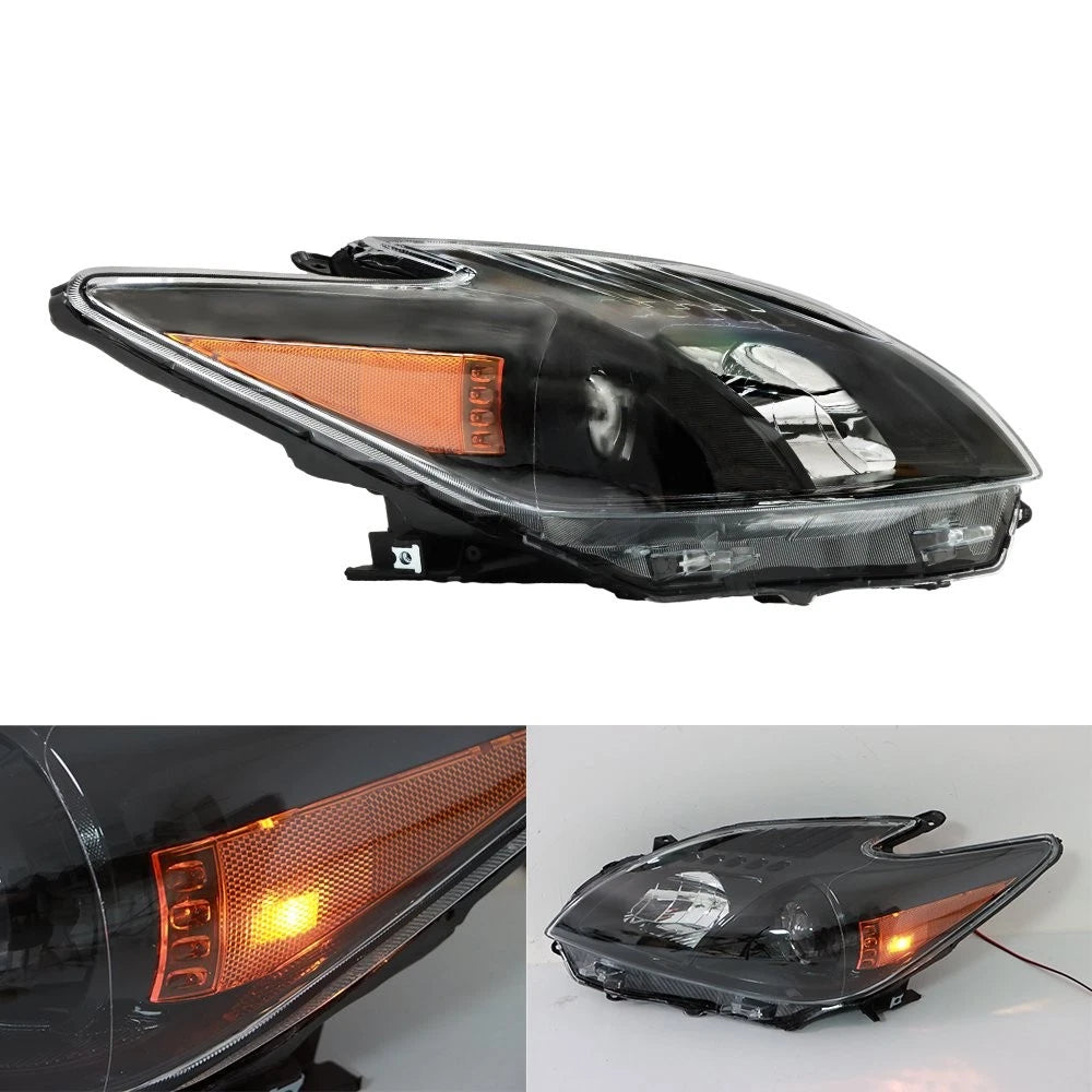 Set of 2 Black Halogen Headlights for Toyota Prius (2012–2015)
