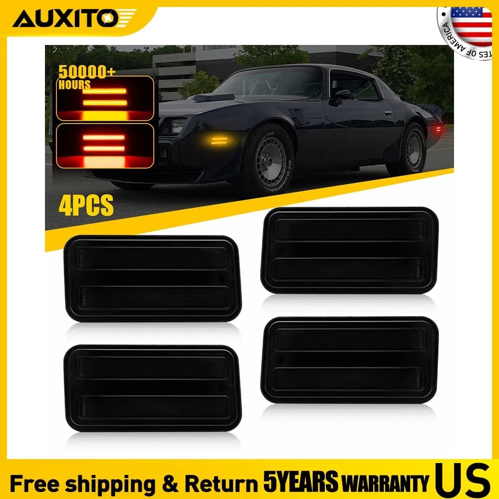 Set of 4 Smoked Side Marker Lamps for Pontiac Firebird (1970–1981)