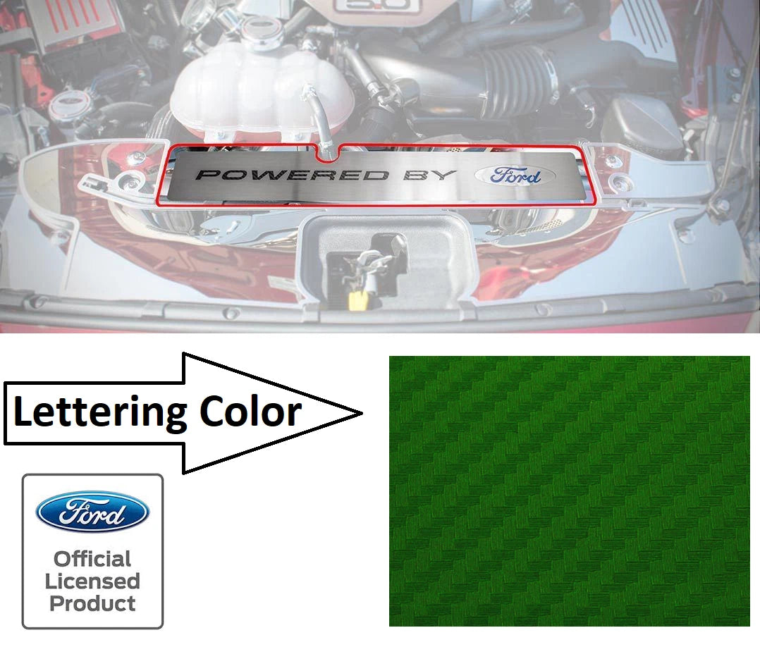 Radiator Cover Plate Powered by Ford Green Carbon Fiber for 2015–2017 Mustang GT