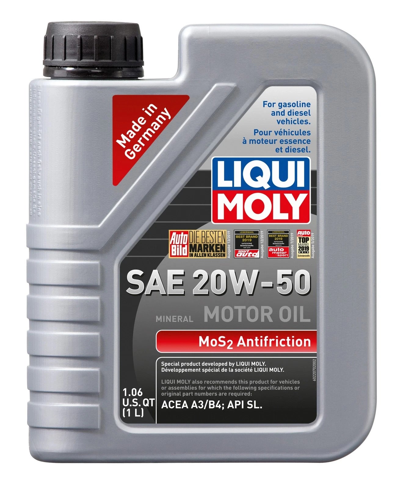 Liqui Moly 22070 Engine Motor Oil 20W-50 MoS2 Antifriction (1 L)