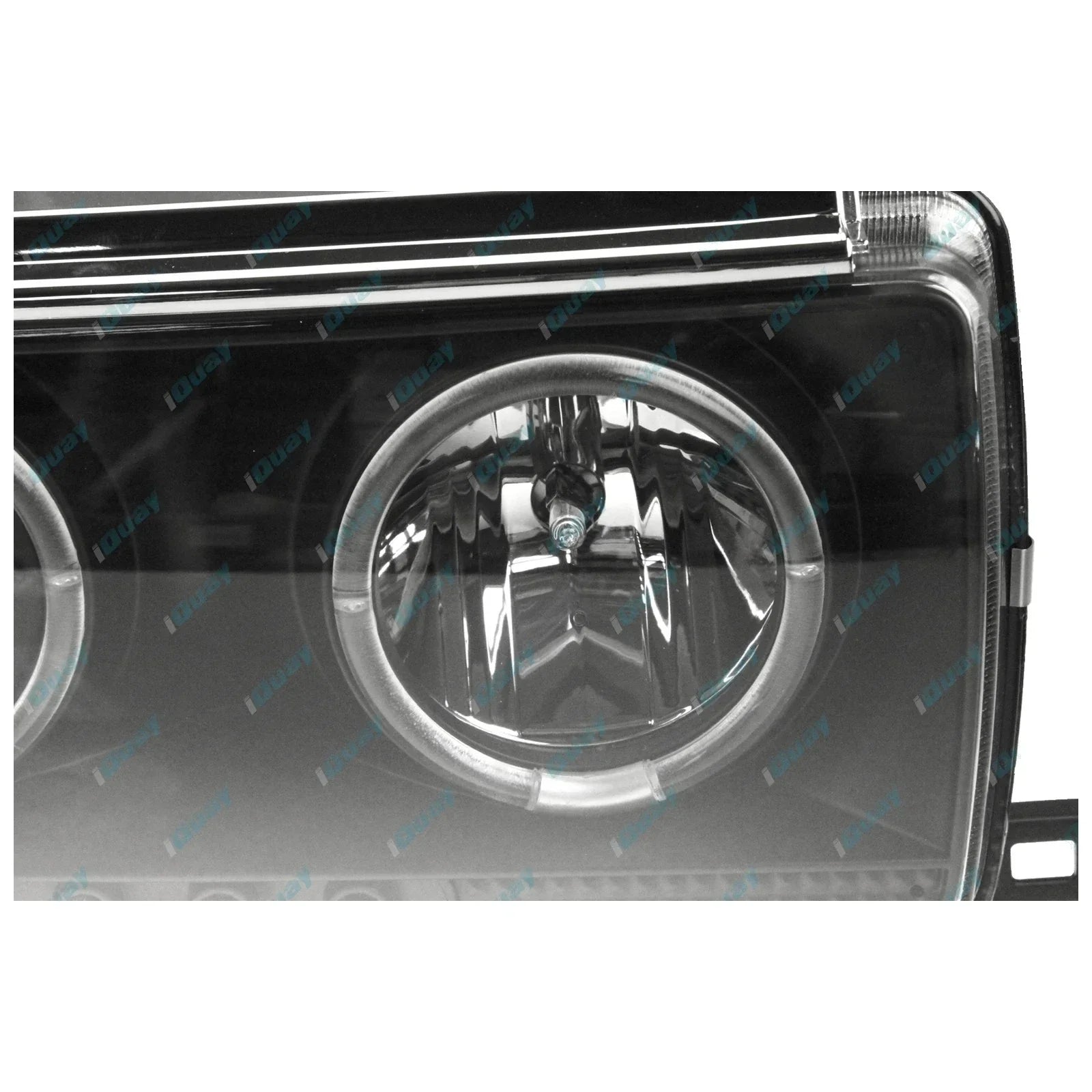 Angel Eyes Projector Headlights w/ LED DRLs Black for Landcruiser 80 Series