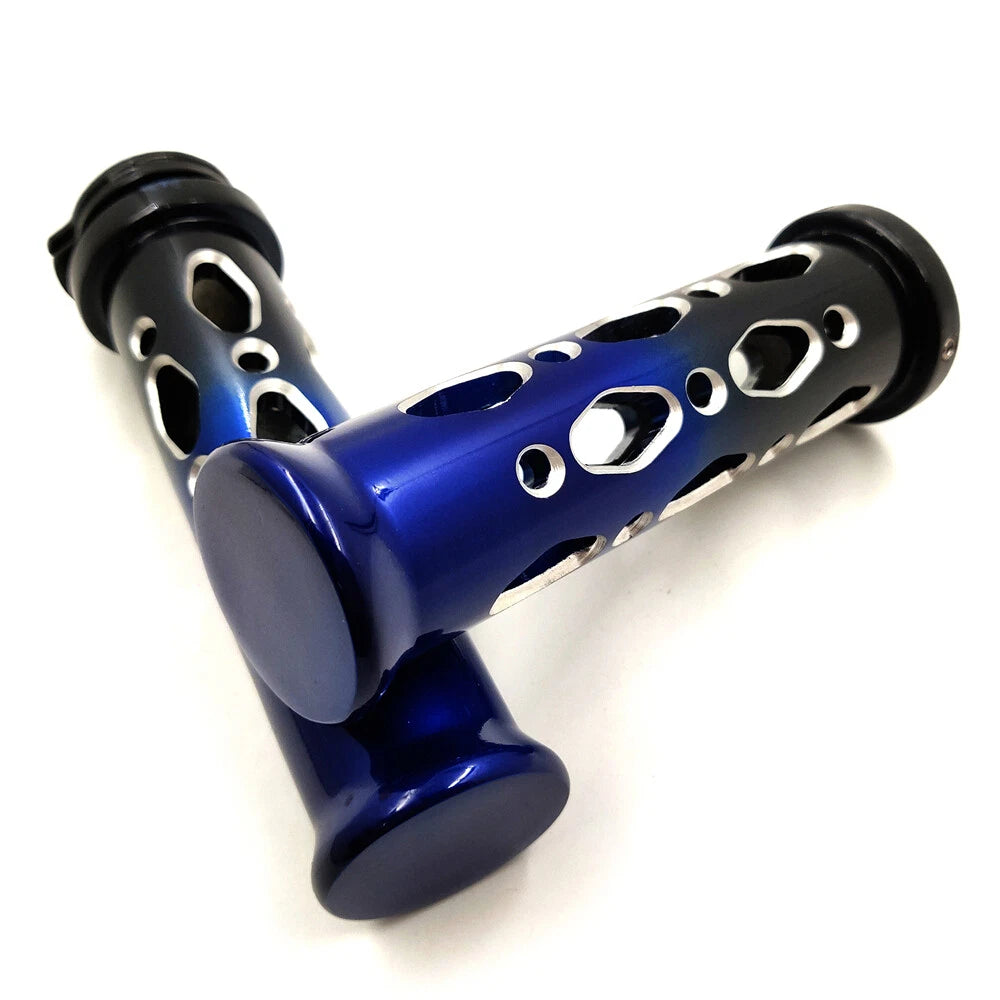 CNC Hand Grip Set of 2 Black Blue 7/8" 22mm for Honda Kawasaki Suzuki Yamaha