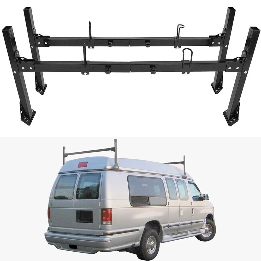 2X Black 2 Bar Ladder Roof Rack Crossbar for Ford Econoline Van