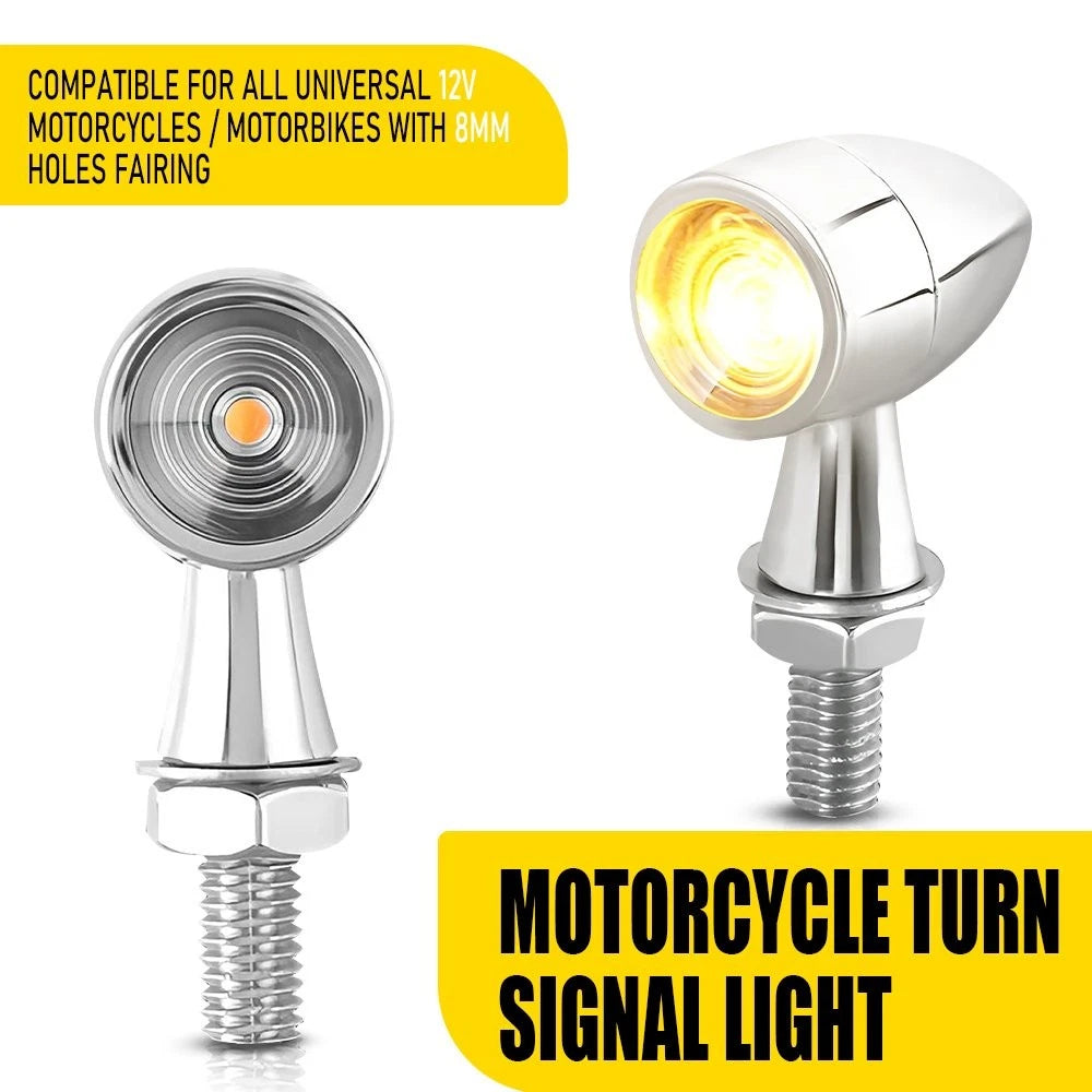 AUXITO LED Turn Signal Lights for Universal Motorcycle (Mini Bullet)