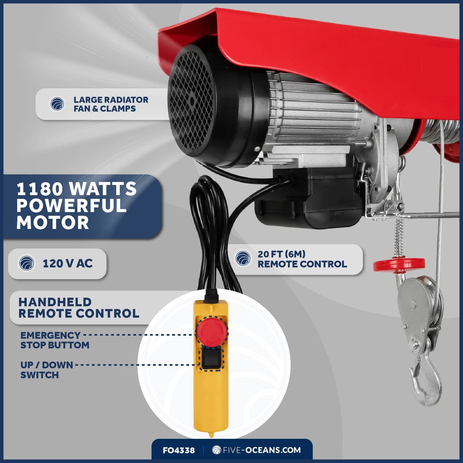 Electric Hoist Pulley System for Electric Winch (1320 lb, 20 ft Control)