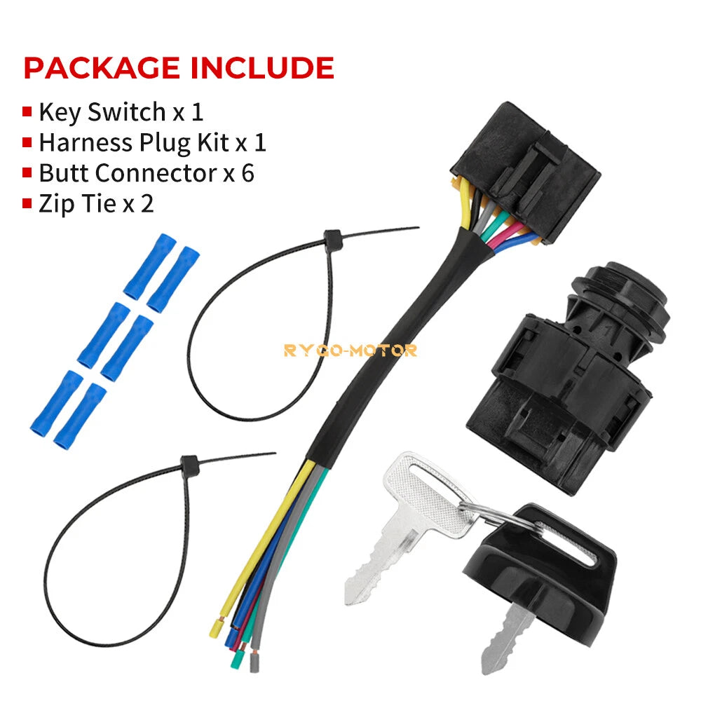 Ignition Key Switch Repair Harness Pigtail Kit for Polaris Sportsman (2002–2020)