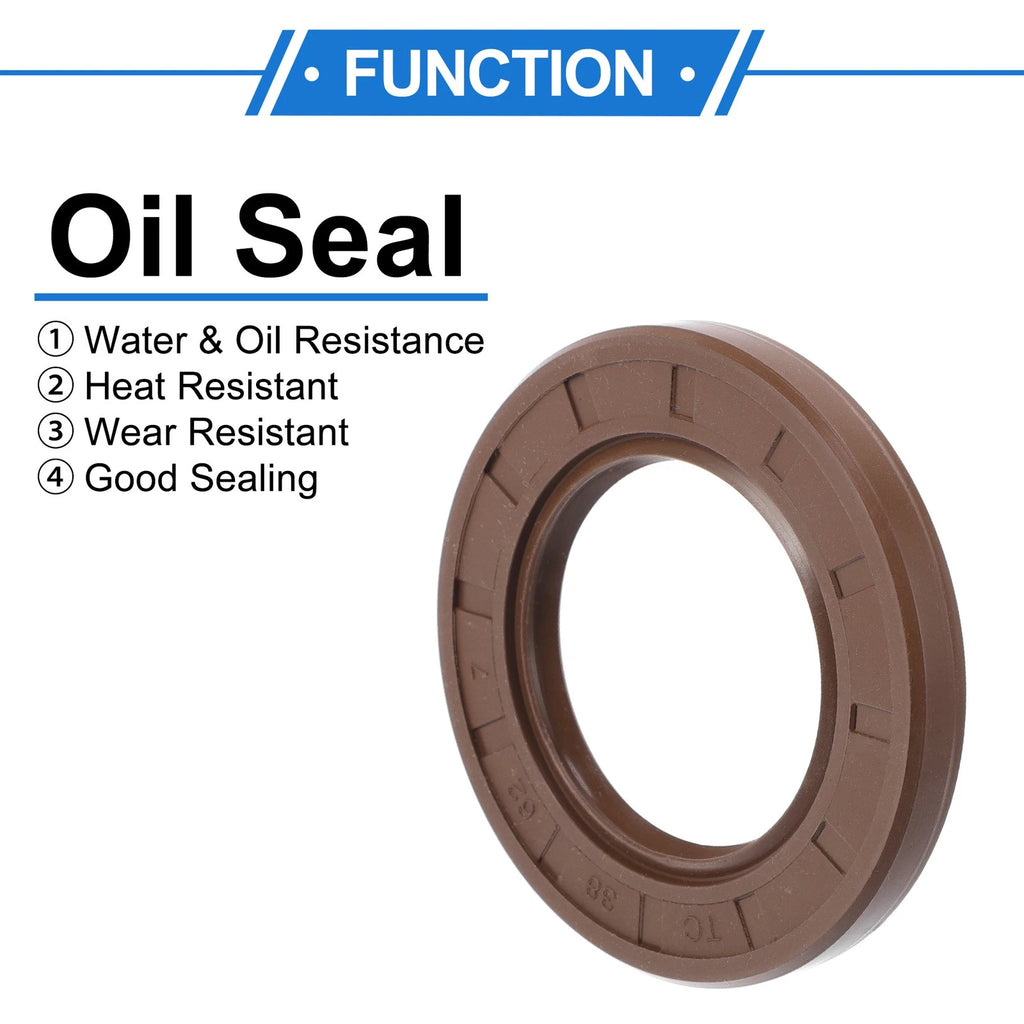 Set of 2 Oil Seal Rotary Shaft Seal FKM Rubber 38x62x7mm