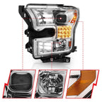 Clear Lens Headlight Assembly for 2015–2017 Ford F-150 Without HID