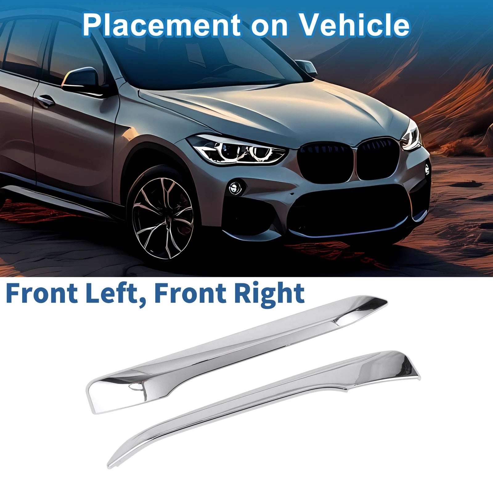 2X Headlight Trim Bezel for BMW X1 F48 (2016–2019)