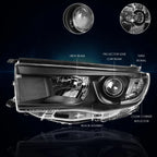 Projector Headlight Replacement for Highlander (2014–2016) Black Housing Clear Corner