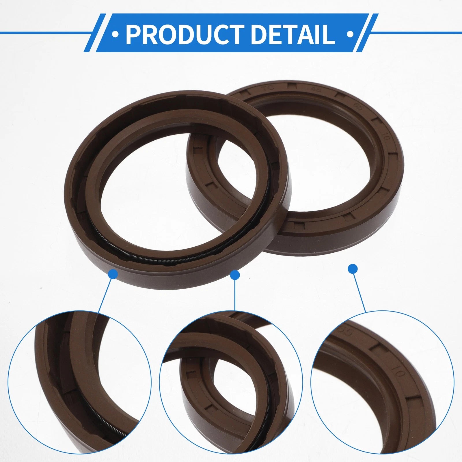 Set of 2 Oil Seal Rotary Shaft Seal FKM Rubber 48x65x10mm
