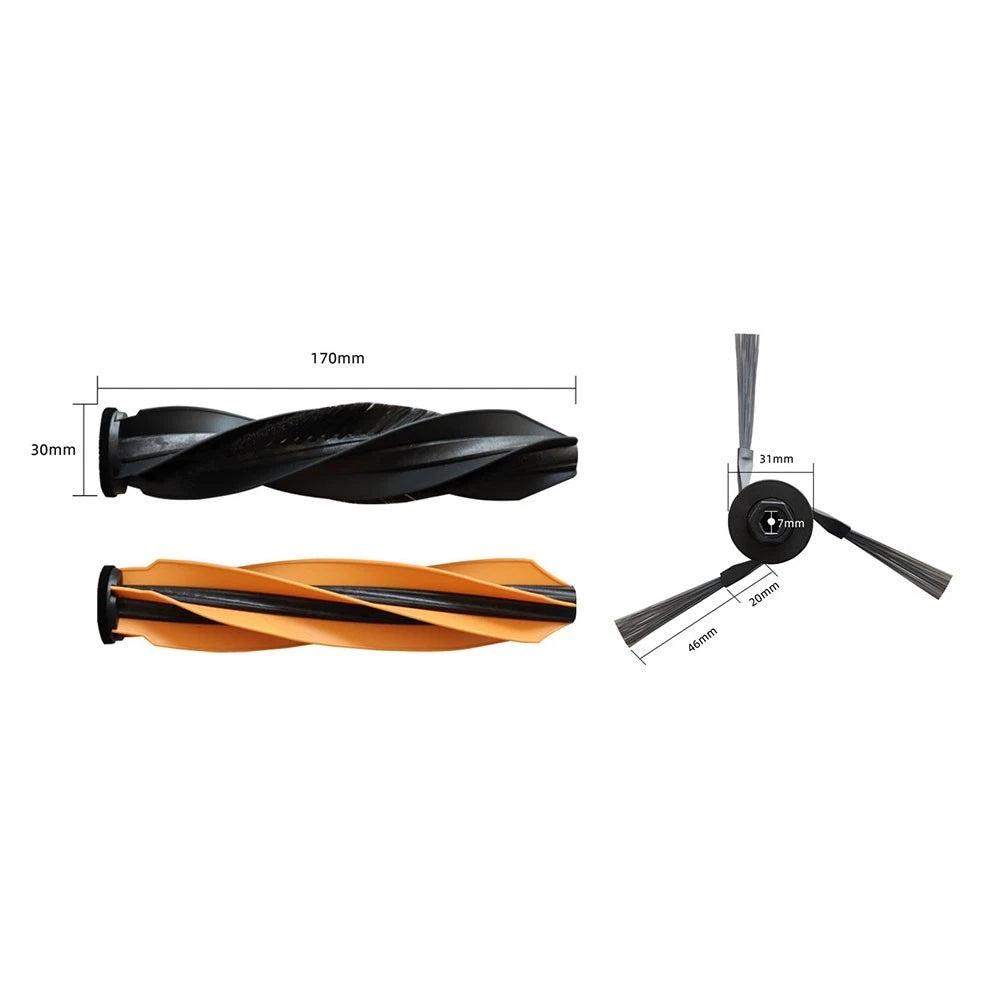 Robot Vacuum Brush Kit for Dreame Mova P60 (1 Pair Main + 6 Side Brushes)
