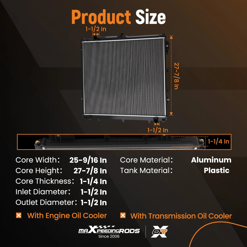 Aluminum 2 Row Radiator for Toyota Tundra Sequoia (2007–2021)