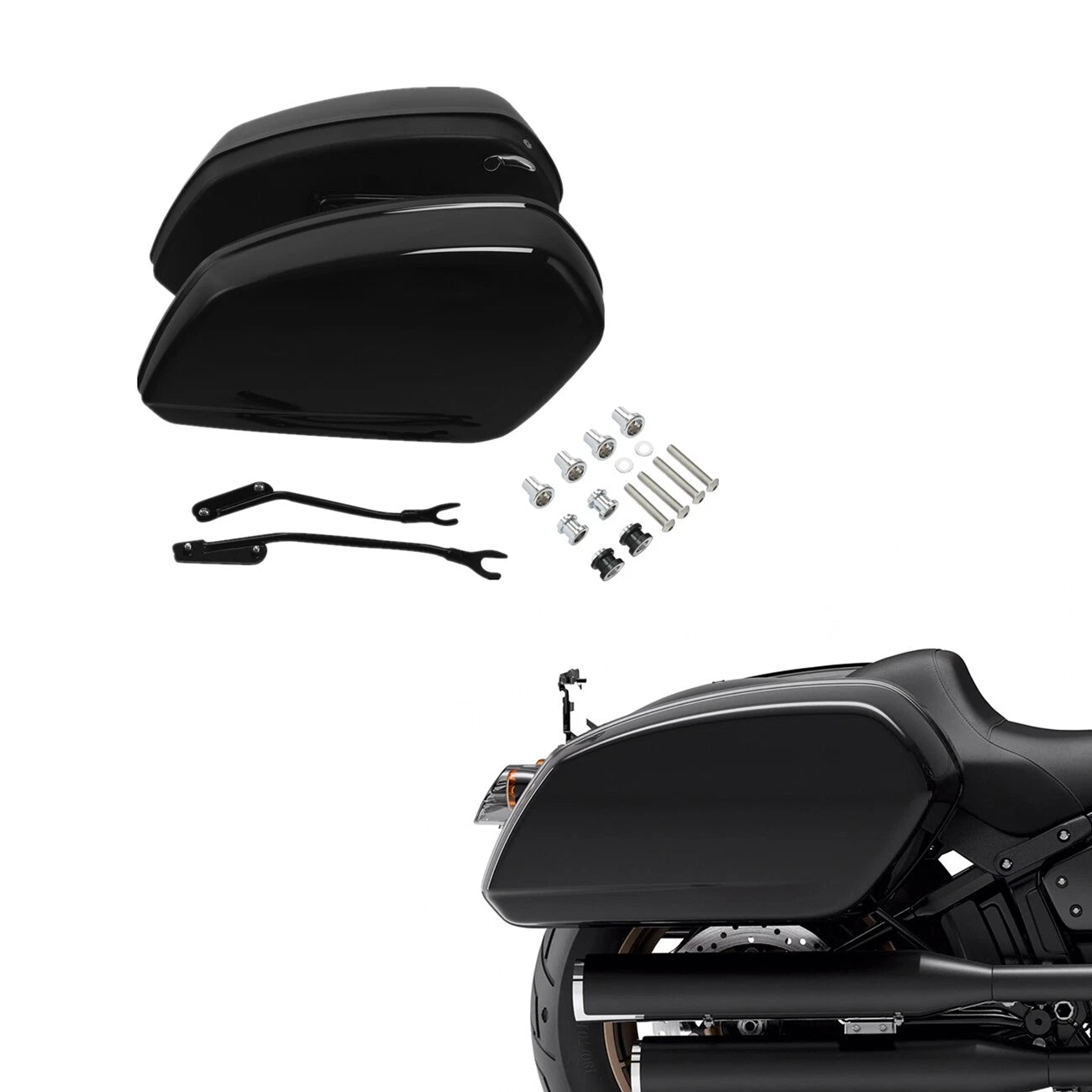 Gloss Black Hard Saddlebags Docking Kit for Harley Low Rider ST (2020–2024)