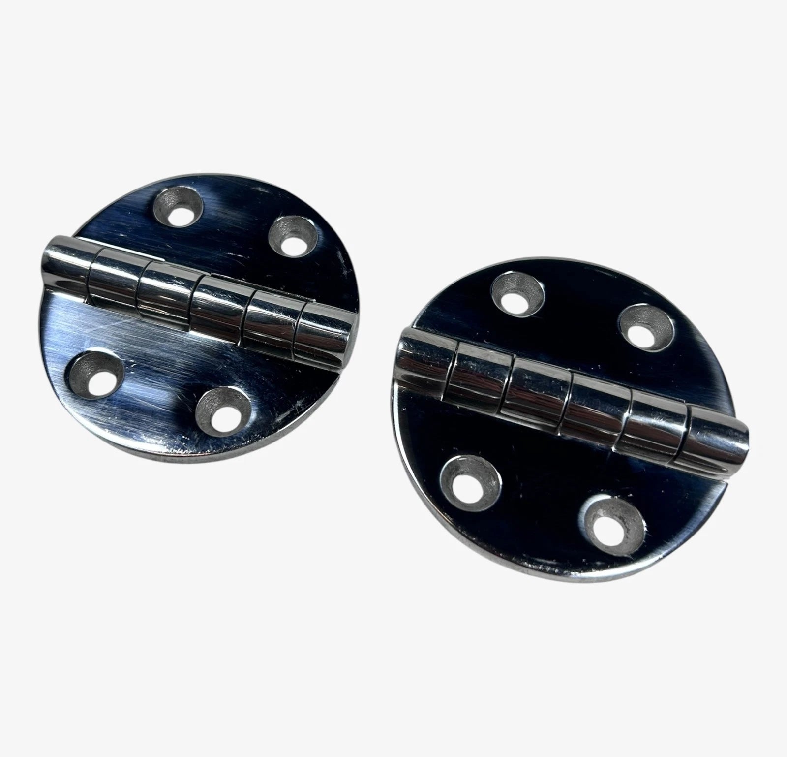 Set of 2 Marine Grade Stainless Steel Round Hinges 2.5'' x 2.5''