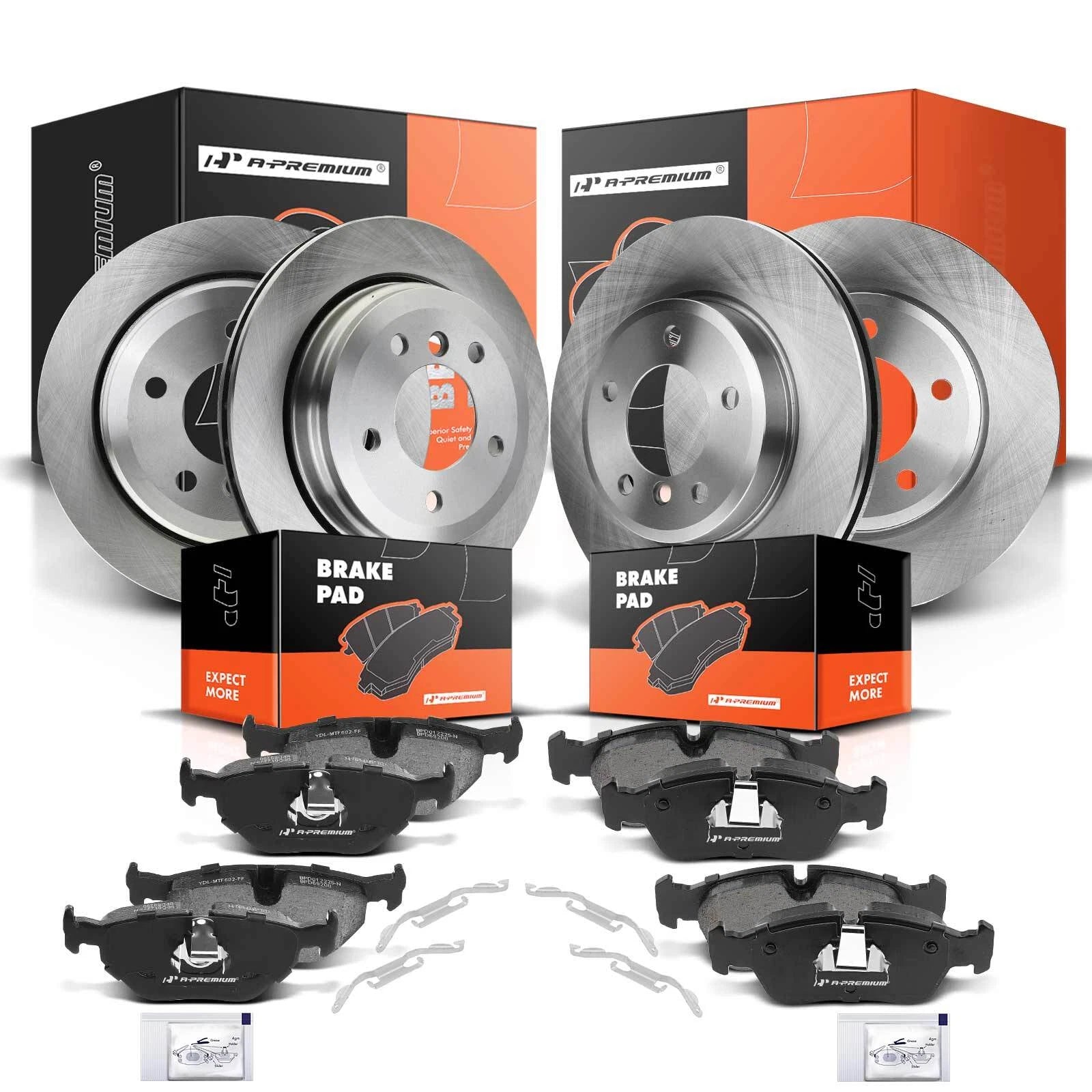 Set of 4 Disc Brake Rotors & Ceramic Pads for BMW E46 325xi (2001–2005)