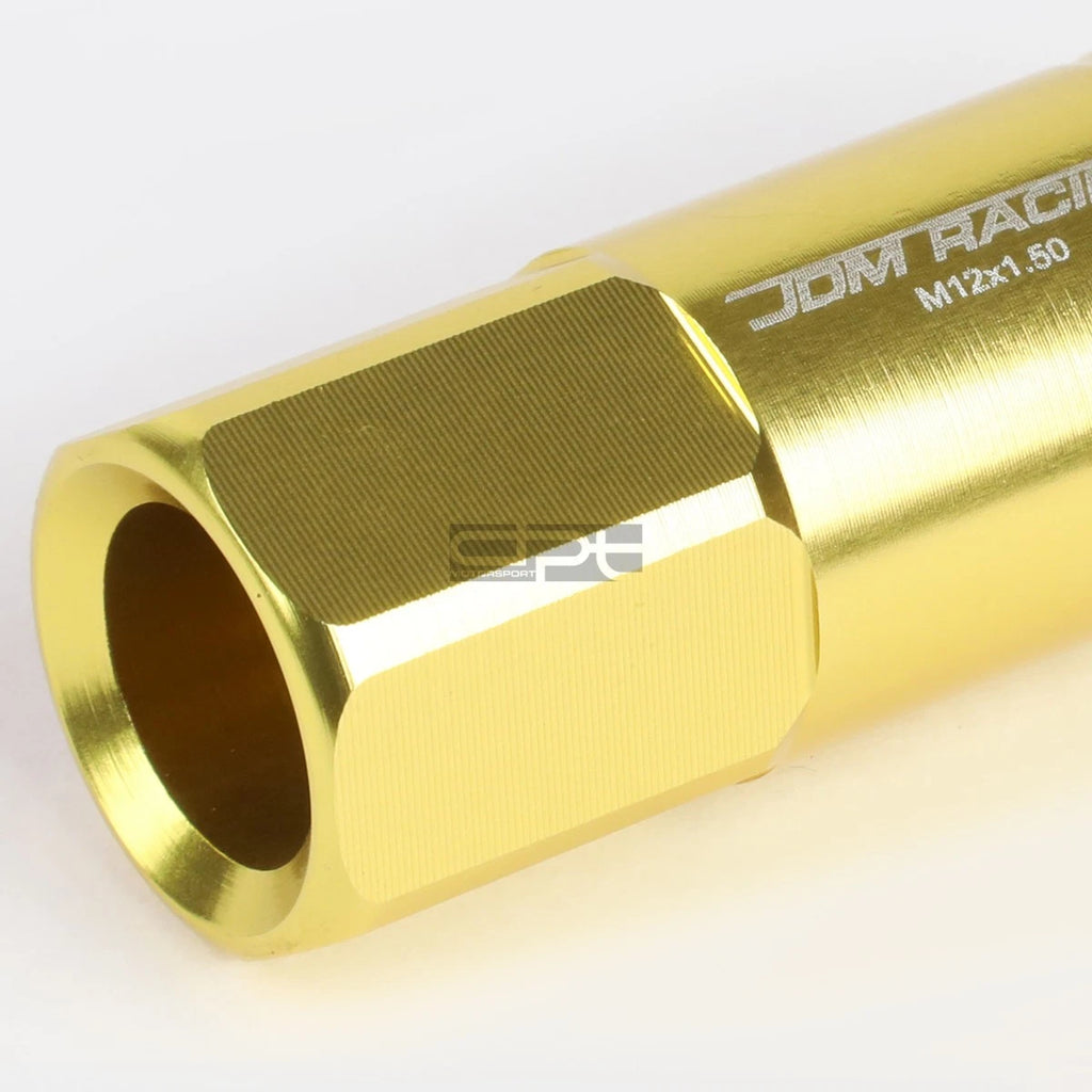 20 PCS Open End M12x1.5 60mm Tall Gold Aluminum Lug Nuts for JDM Vehicles