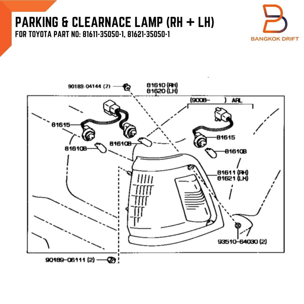 Parking Side Turn Indicator Light for Toyota Hilux Ute 88-96 (LN80, LN90)