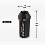 20Pc M12X1.5 Black JDM Closed End Aluminum Wheel Lug Nuts + Extension 25mmx50mm