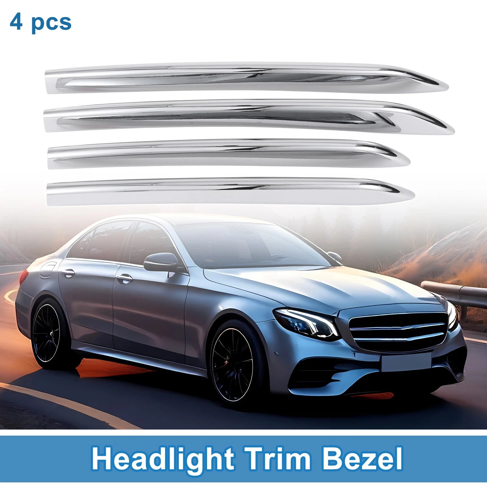 Set of 4 Headlight Trim Bezels for Mercedes-Benz E-Class E200 