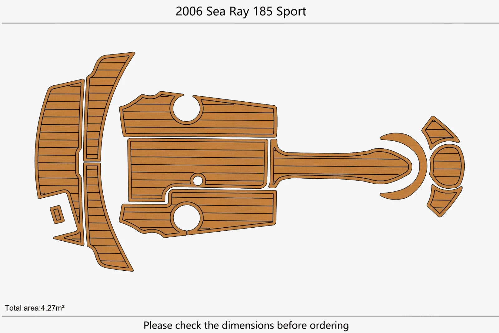 EVA Pad Teak Deck Flooring Mat for Sea Ray 185 Sport (2006)