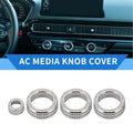 Set of 4 AC Media Tune Switch Knob Cover Ring for Honda Civic (2022) Silver Tone