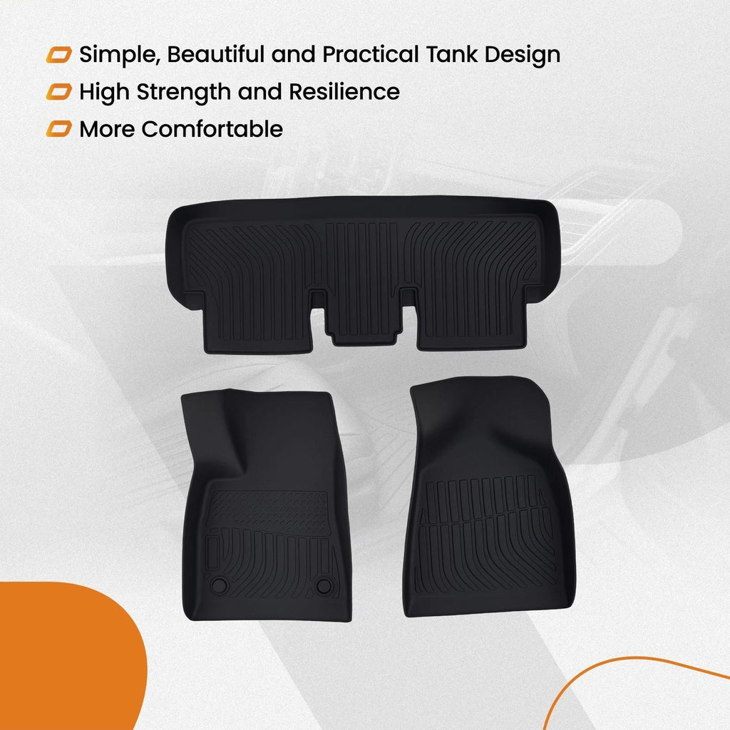 Set of 2 TPE Black Waterproof Floor Mats for Tesla Model 3 (2024–2025)