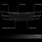 Matte Black Badgeless Vertical Slat Front Grille for Blazer C/K Tahoe (1994–2020)