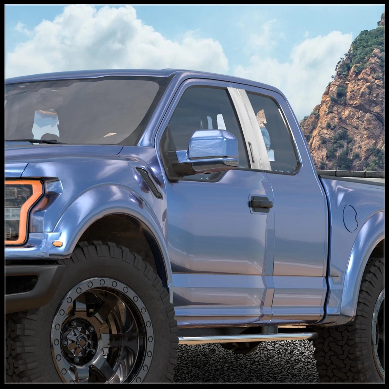 Set of 4 Stainless Steel Chrome Pillar Post Trim for Ford F150 (2015–2020)