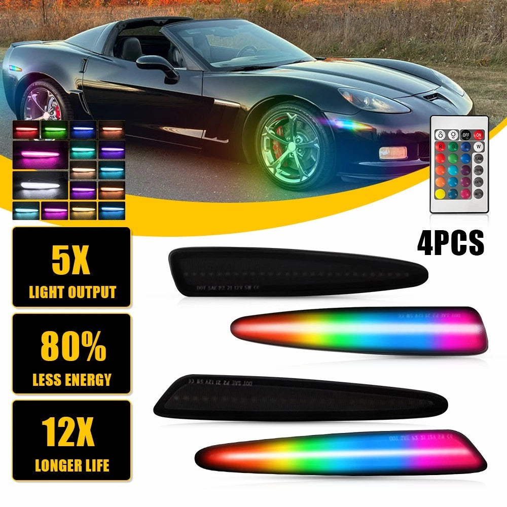 Smoked RGB LED Side Marker Lamps for Chevrolet C6 Corvette (2005–2013)