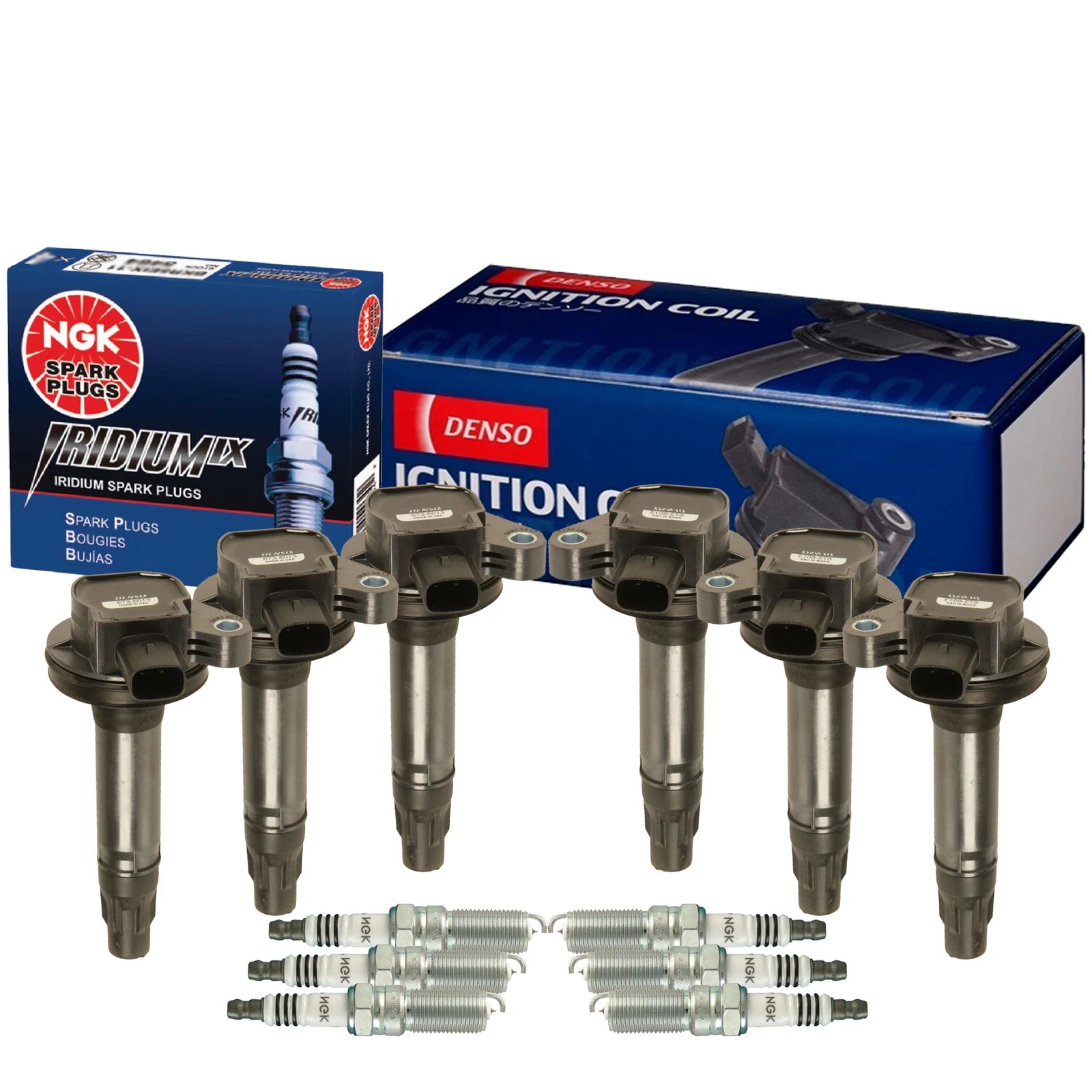 Set of 6 Denso COP Ignition Coils & NGK IridiumIX Spark Plugs for Ford Lincoln V6