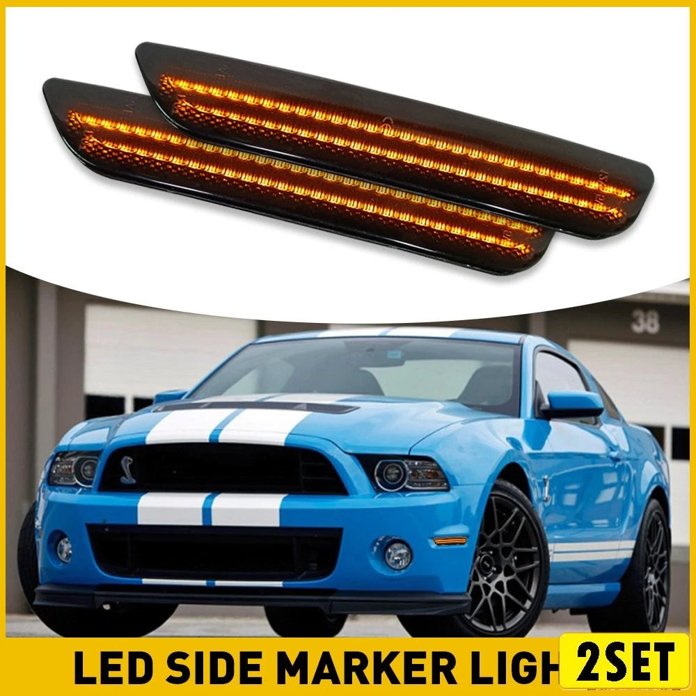 4X Front Bumper Light Marker LED Amber Smoke Lens for Ford Mustang (2010–2014)